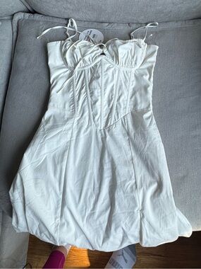 Women's Cream Strappy Bustier Midi Dress